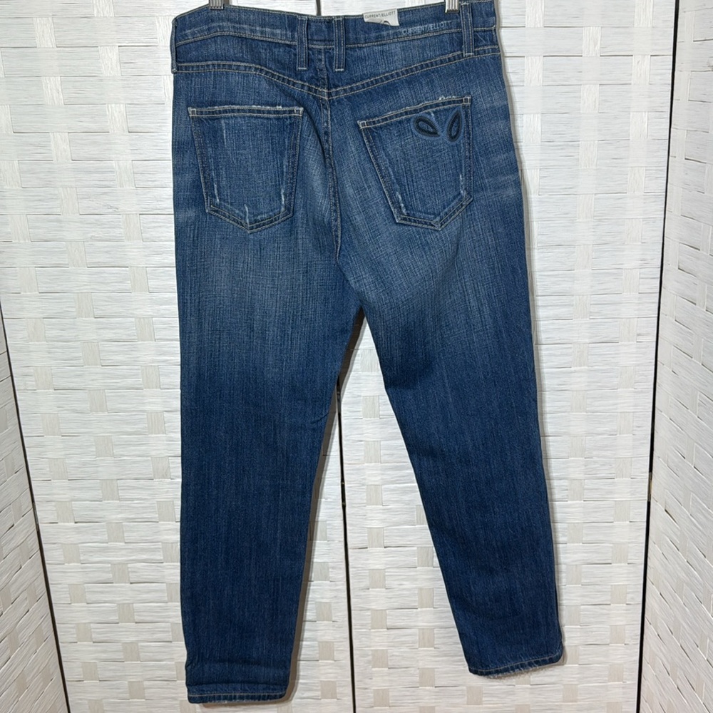 Current/Elliott The Fling Floral Embroidery Distressed Button Fly Jeans Size 27 - Picture 6 of 13